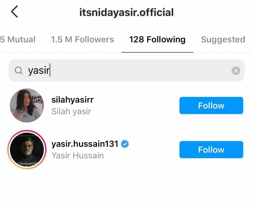 Nida Yasir,Unfollows,Yasir Nawaz