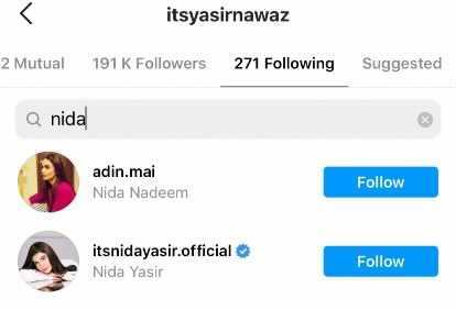 Nida Yasir,Unfollows,Yasir Nawaz