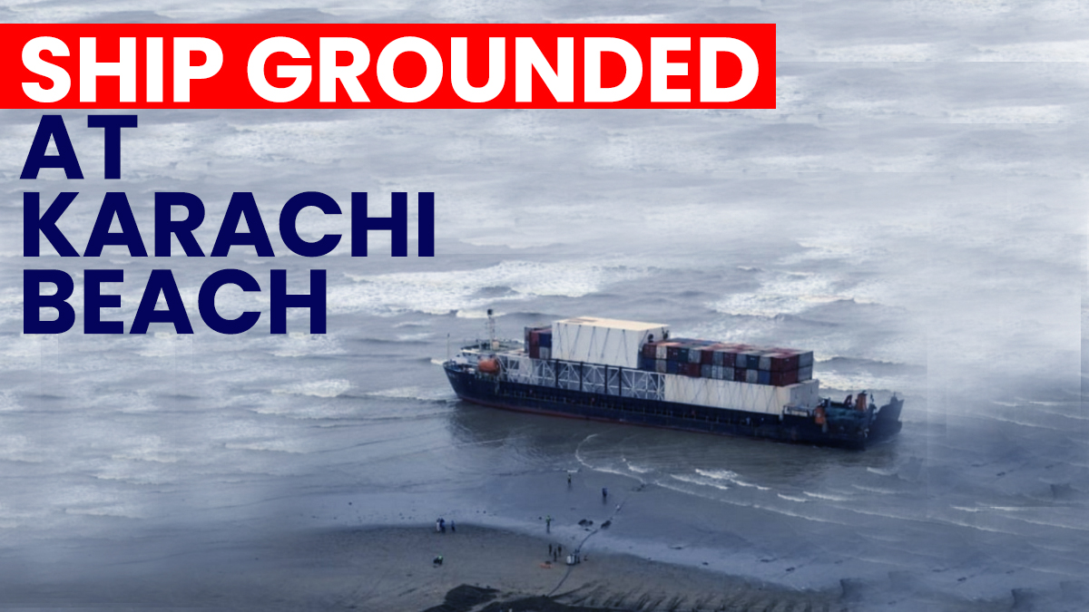 Stranded at Karachi beach for 48 days, container ship starts floating