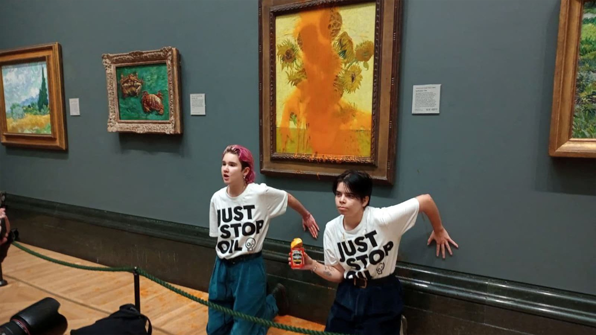 Climate Activists Throw Pea Soup at Van Gogh Masterpiece Painting