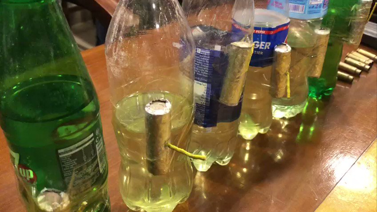 Petrol Bombs in Plastic Bottles