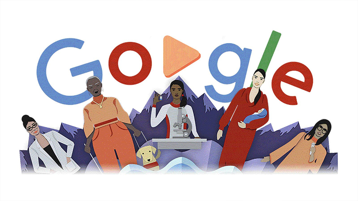 Google celebrating women day with a doodle