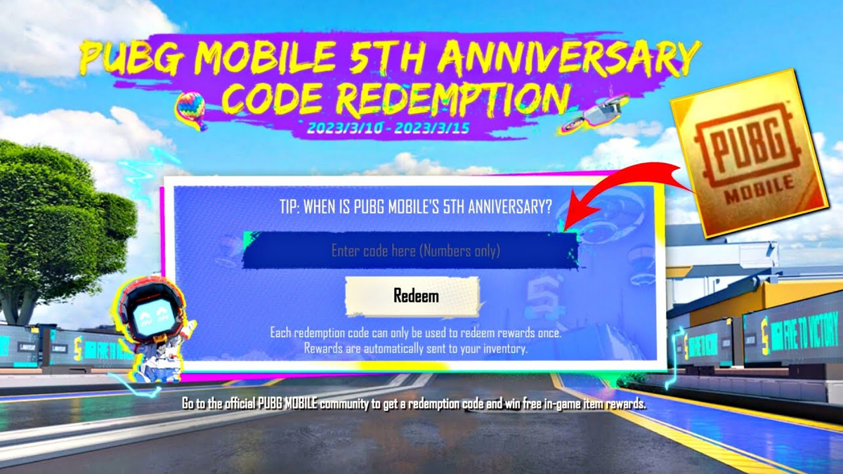 Redeem code: Pubg Mobile 5<sup>th</sup> Anniversary