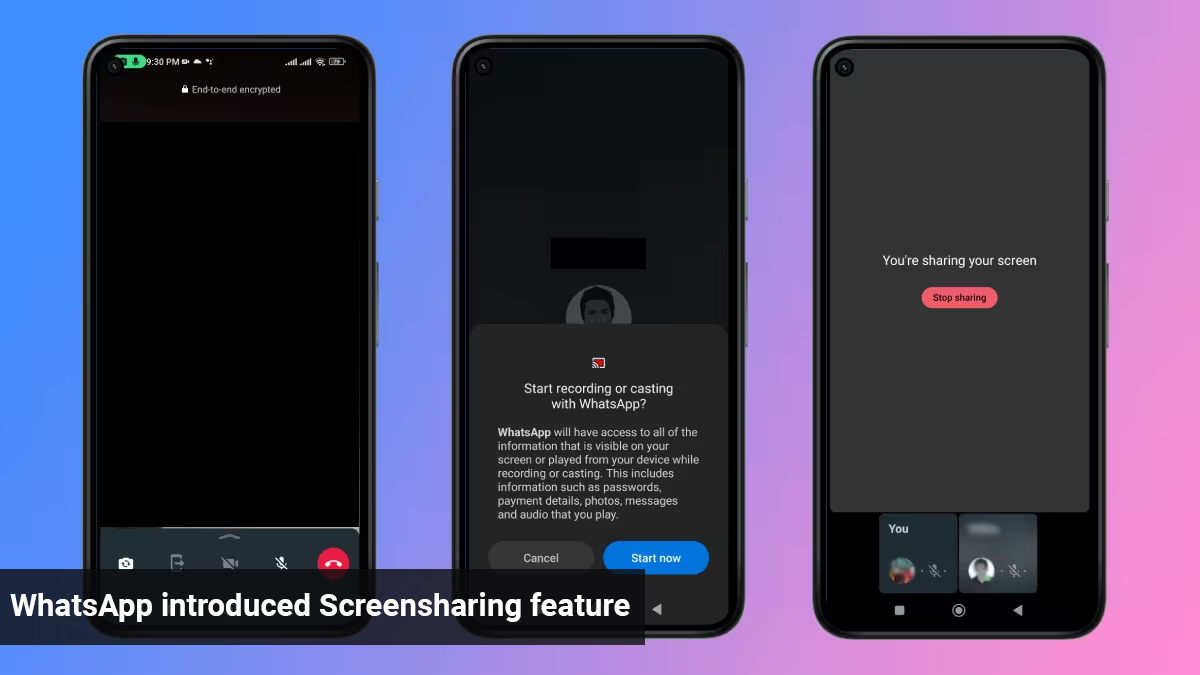 WhatsApp introduced Screensharing feature