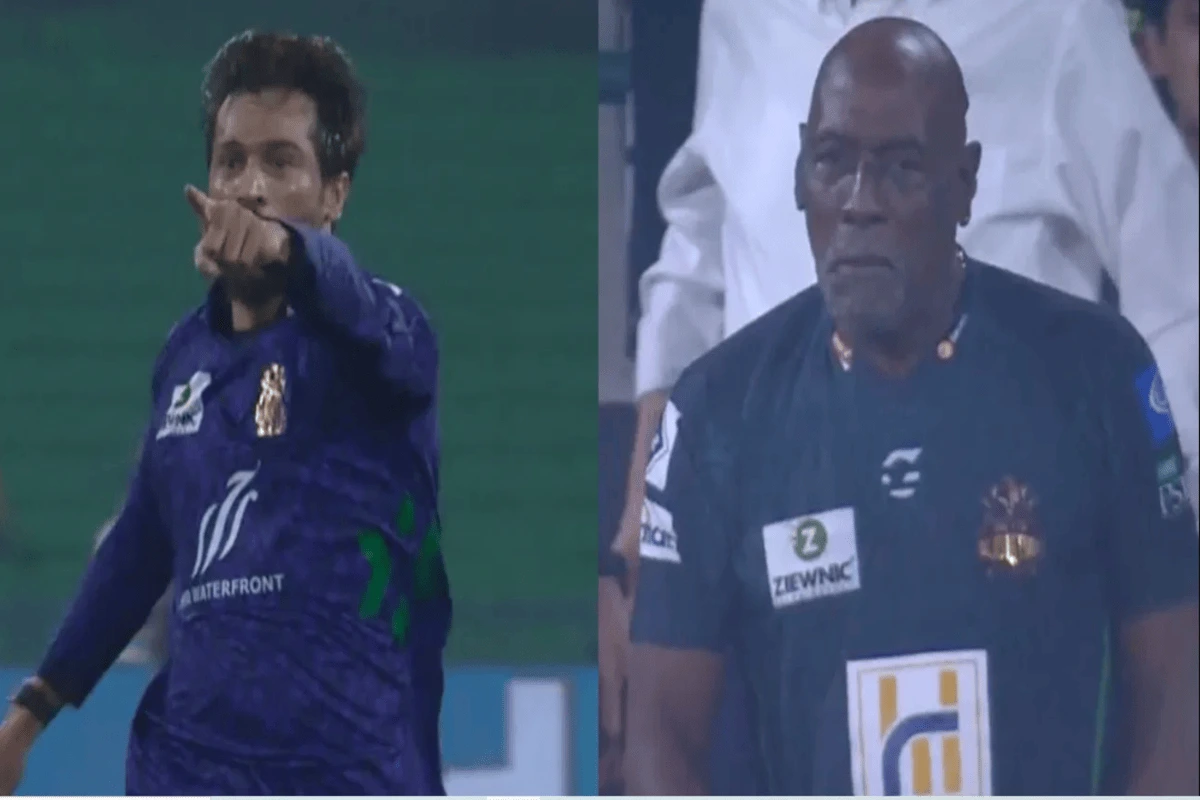 Mohammad Amir Celebrates Babar’s Wicket with Richards in PSL Clash