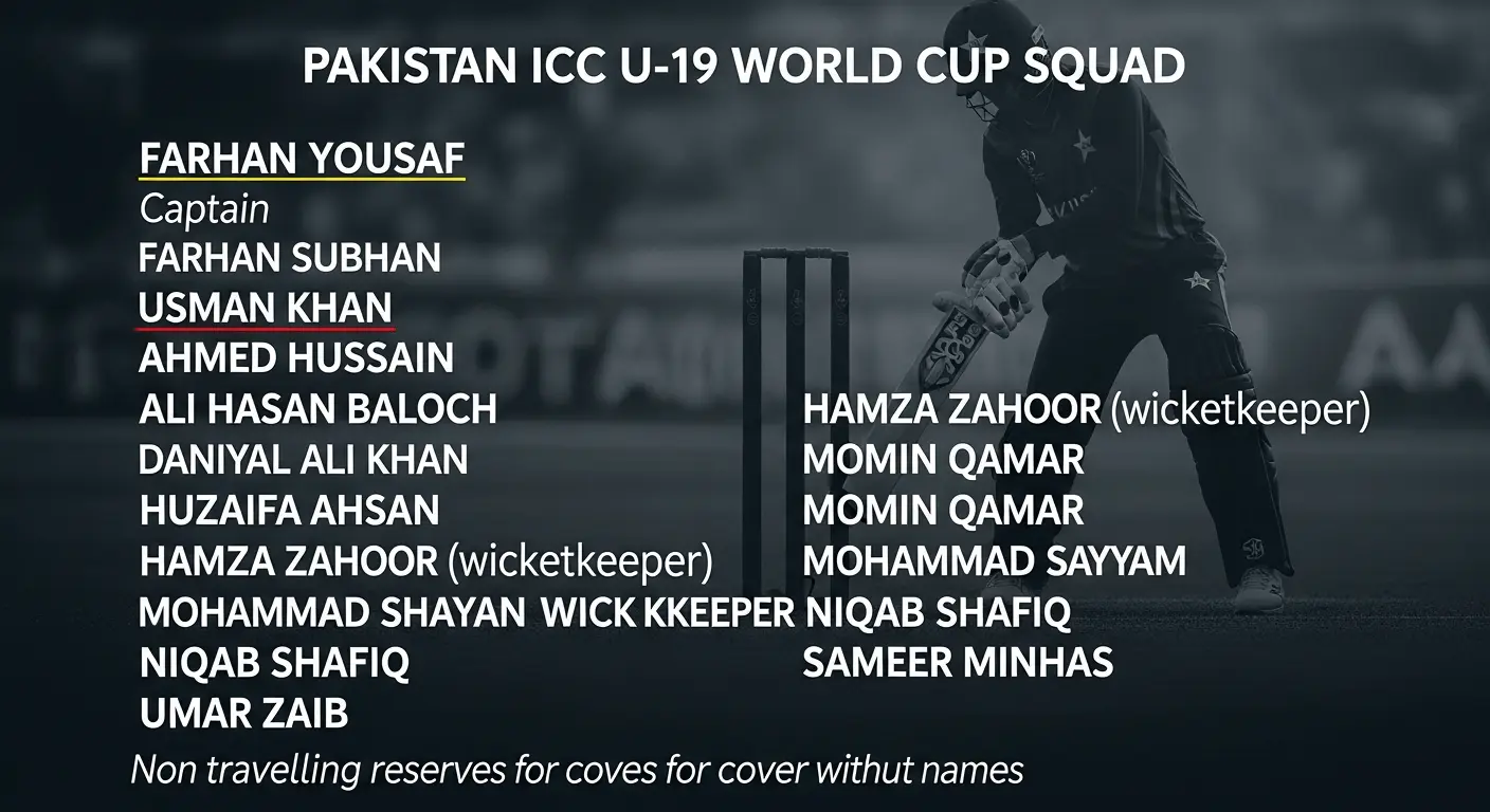 Pakistan ICC U-19 World Cup Squad Led by Farhan Yousaf