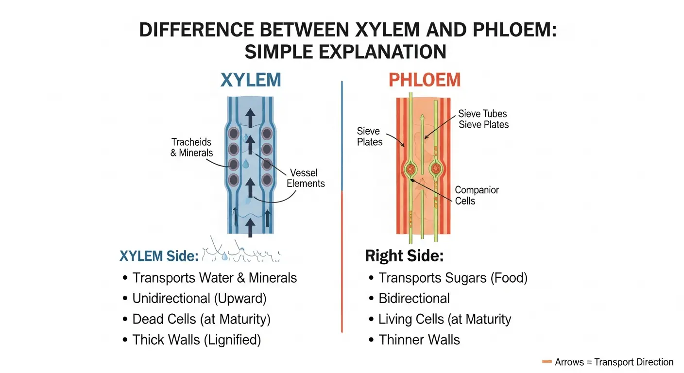 Difference Between Xylem and Phloem: Simple Explanation with Key Comparisons