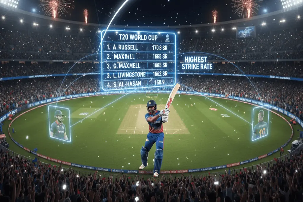 highest strike rate in T20 World Cup